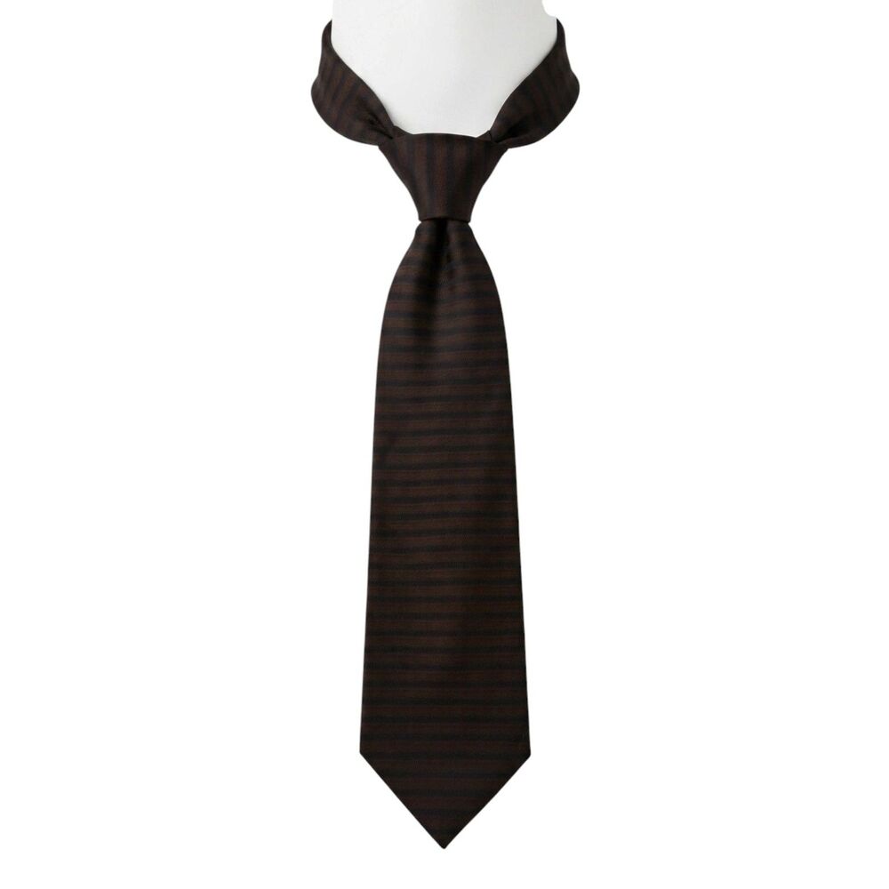 Cerruti 1881 Vintage Made in France Silk Tie Brown Black Micro Stripe